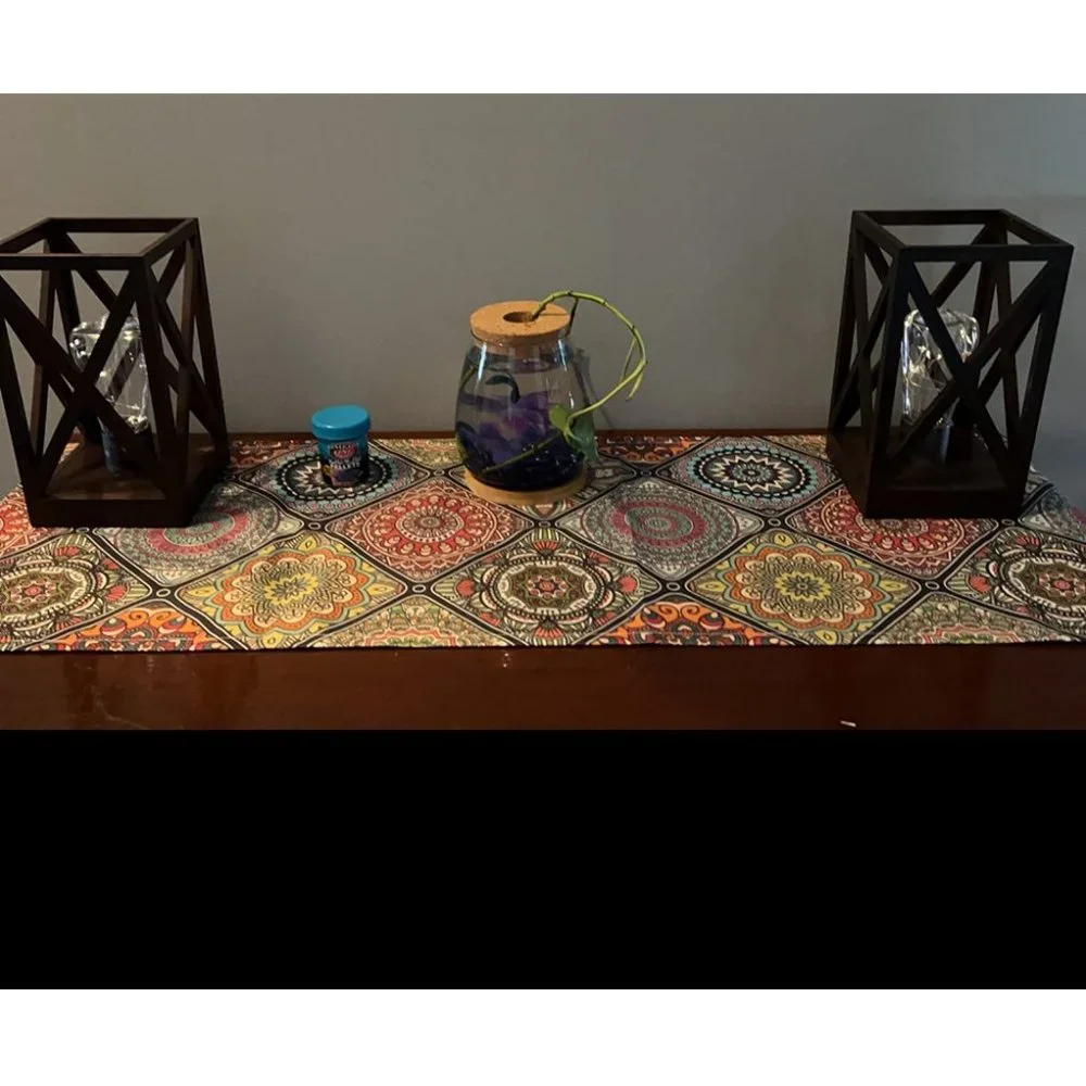 Long Boho Table Runner Bohemian Farmhouse Cottage Decor Decorative Cloth 13x72